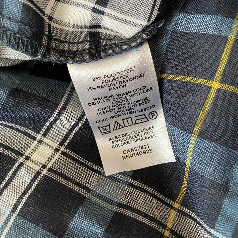 LOFT Blue Plaid Ruffle Sleeve Shell, size M - Picture 6 of 8